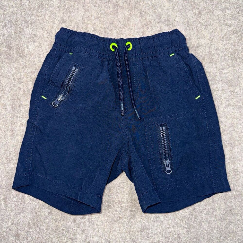 Cat & Jack Boys Toddler Size 18M Navy Cargo Shorts Drawstring Pull-On Elastic